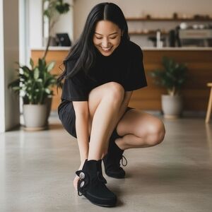 Minnetonka Black Moccasins with Silver Accents